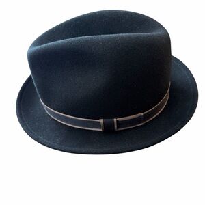 Country Gentleman Black Wool Felt Fedora Hat Men's Medium NWOT